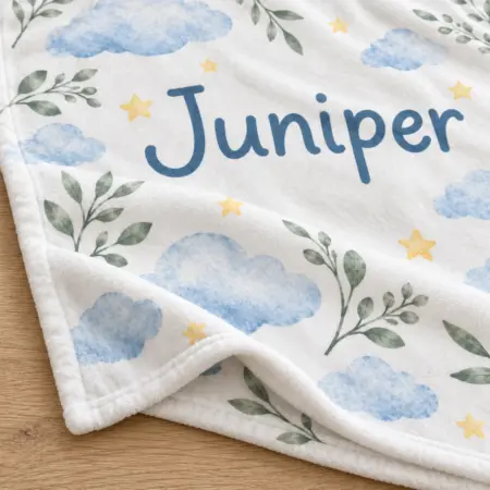 Juniper Cloud Garden Personalized Baby Blanket — detail illustrative mockup