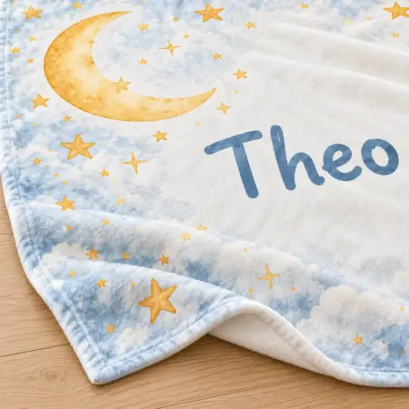 Theo Moonlight Stars Personalized Baby Blanket — detail illustrative mockup
