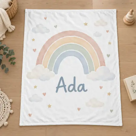 Ada Quiet Rainbow Personalized Baby Blanket — main illustrative mockup