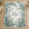 Isla Woodland Fern Personalized Baby Blanket — main illustrative mockup