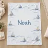 Noah Little Sailboat Personalized Baby Blanket — main illustrative mockup