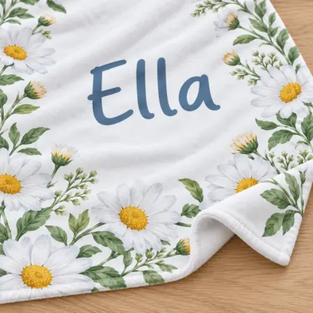 Ella Daisy Welcome Personalized Baby Blanket — detail illustrative mockup