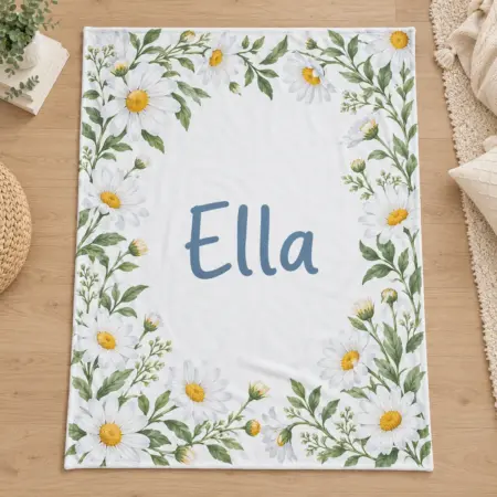 Ella Daisy Welcome Personalized Baby Blanket — main illustrative mockup