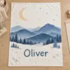 Oliver Mountain Moon Personalized Baby Blanket — main illustrative mockup
