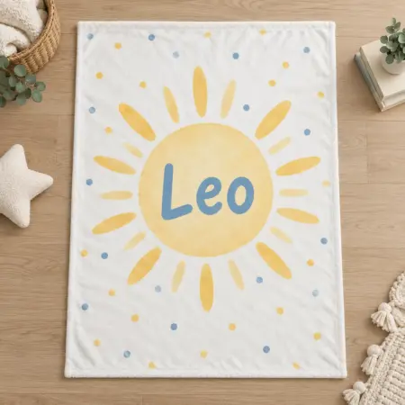 Leo Warm Sunbeam Personalized Baby Blanket — main illustrative mockup