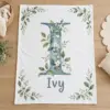 Ivy Botanical Letter Personalized Baby Blanket — main illustrative mockup