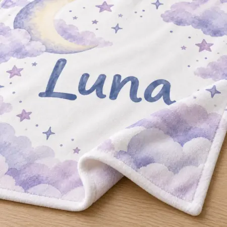 Luna Lavender Sky Personalized Baby Blanket — detail illustrative mockup