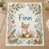 Finn Little Fox Trail Personalized Baby Blanket — main illustrative mockup