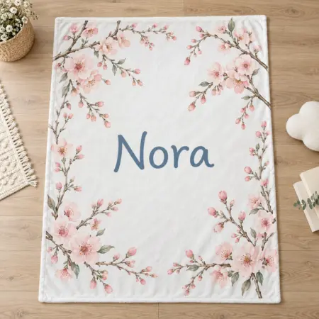Nora Orchard Blossom Personalized Baby Blanket — main illustrative mockup