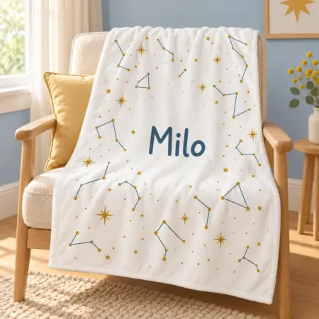 Milo Small Constellation Personalized Baby Blanket — lifestyle illustrative mockup