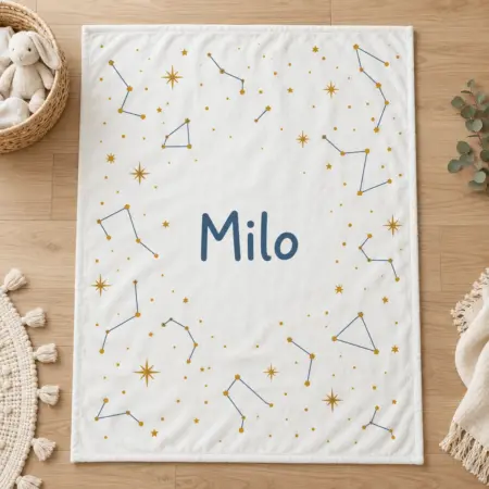 Milo Small Constellation Personalized Baby Blanket — main illustrative mockup