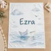 Ezra Paper Boat Personalized Baby Blanket — main illustrative mockup