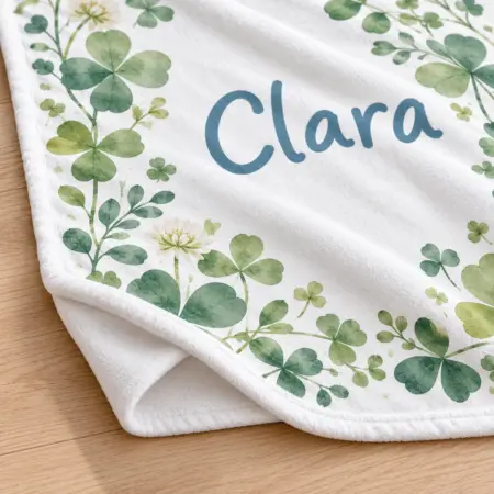 Clara Morning Clover Personalized Baby Blanket — detail illustrative mockup
