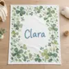 Clara Morning Clover Personalized Baby Blanket — main illustrative mockup