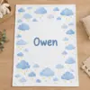 Owen Cloud Parade Personalized Baby Blanket — main illustrative mockup