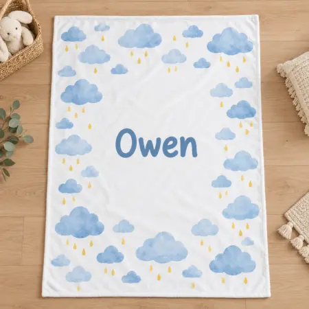 Owen Cloud Parade Personalized Baby Blanket — main illustrative mockup
